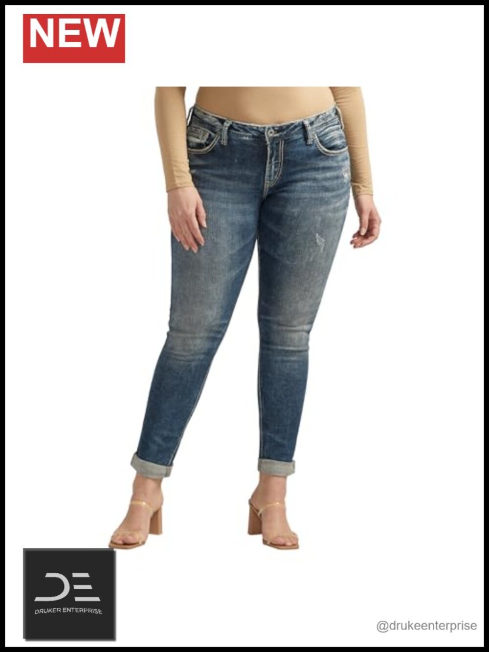 Women's Plus Size Girlfriend Mid Rise Skinny Jeans 98% Cotton 2% Elastane